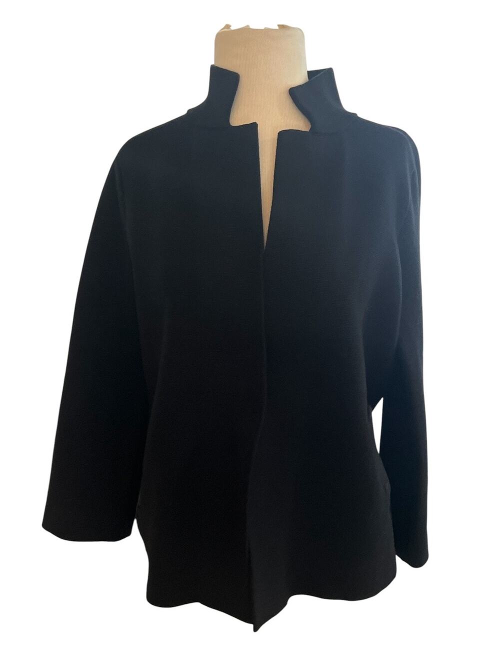 J'envie New York Women's Small Black Cardigan Long Sleeve Sweater High Neck